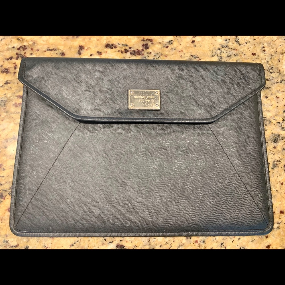 Michael Kors Black Saffiano leather laptop sleeve